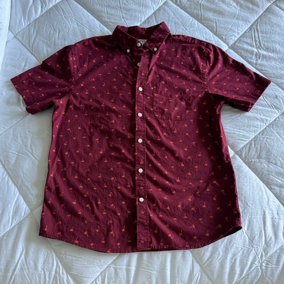 Old Navy Other - Old Navy Burgundy Patterned Casual Button Down Shirt